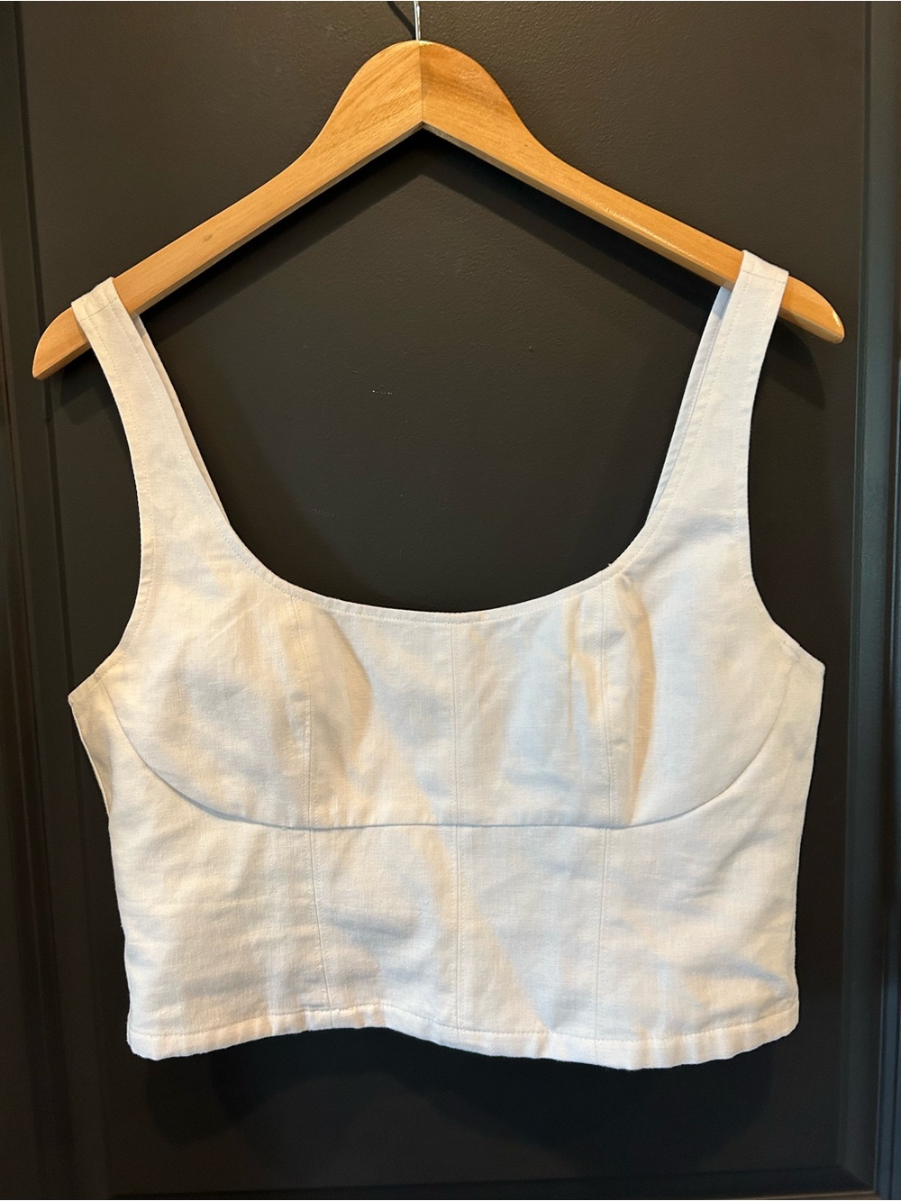 Banana Republic White Linen Blend Cropped Tank Top